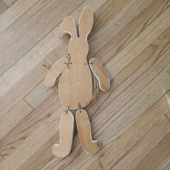 Moveable Handmade Wooden Shaped Easter Bunny Rabbit Wall Hanging Decoration 20" - Picture 5 of 7
